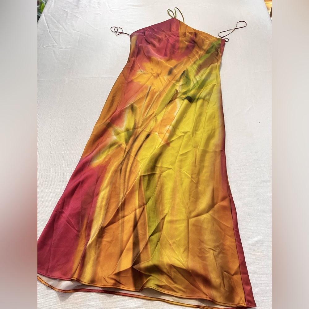 ZARA Tie Dye Backless Midi Dress NWT L - Picture 8 of 16